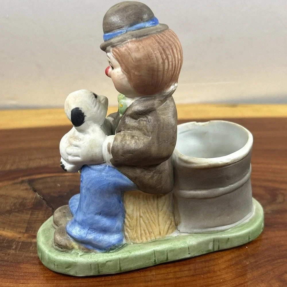Vintage Jasco Hobo Luvkins Candle Holder‎ Clown Hobo With Puppy
